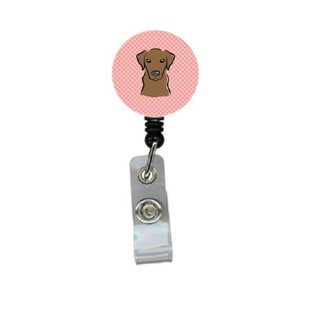 Teacher&Aposs Aid Checkerboard Pink Chocolate Labrador Retractable Badge Reel TE3447177